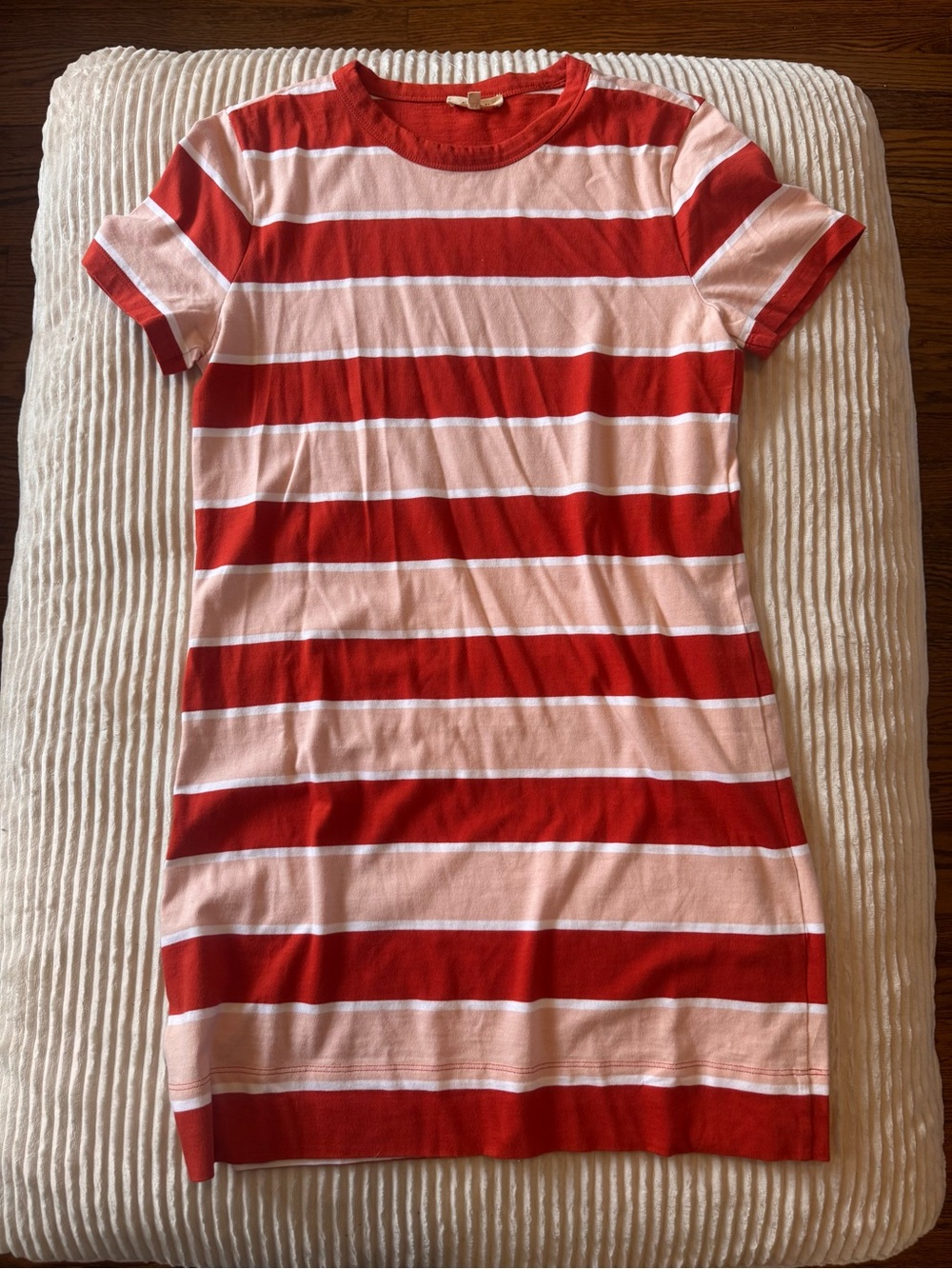 Madewell Red and Light Pink Striped Mini Dress
